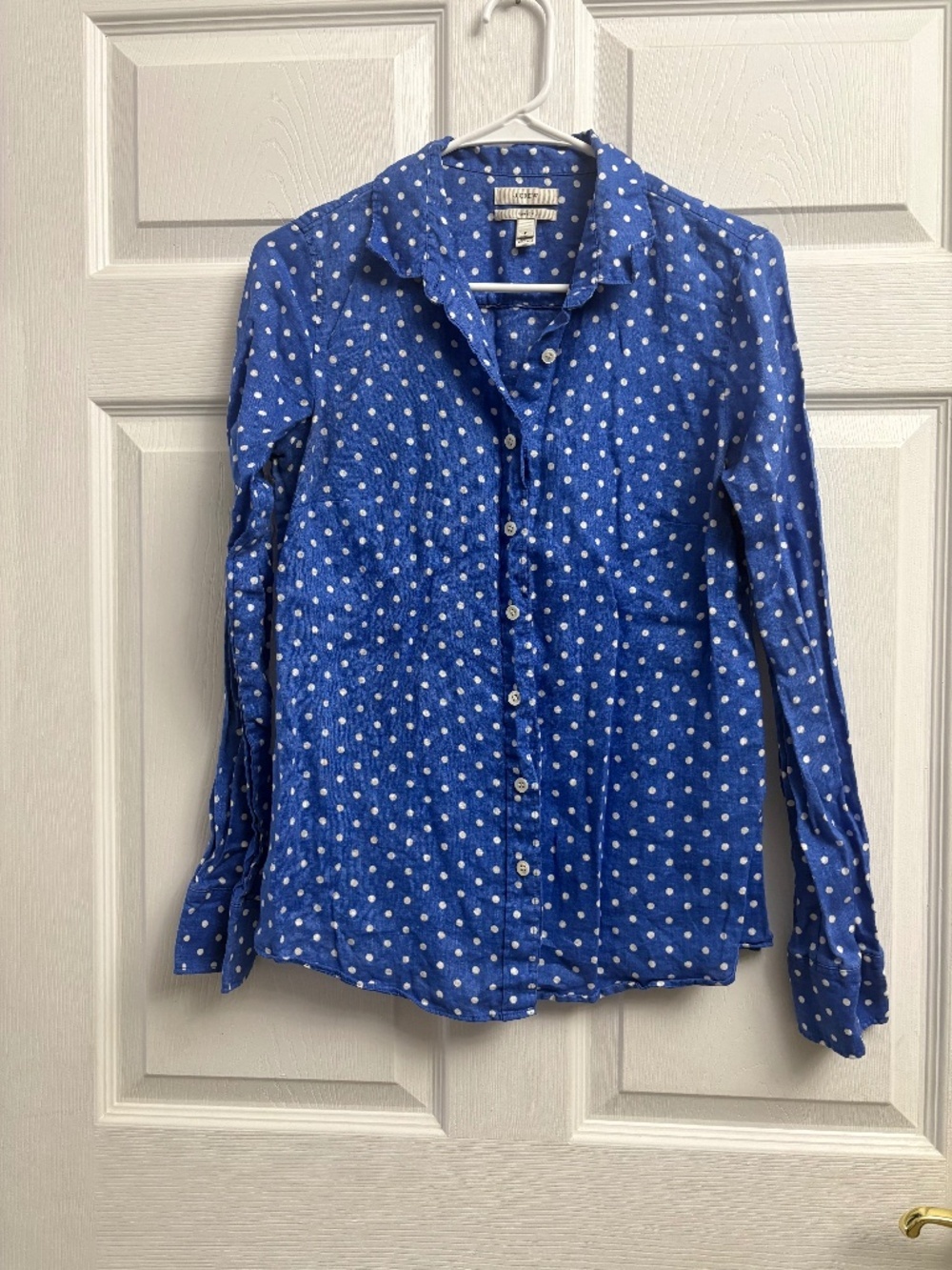 J. Crew Women's Linen Polka Dot Perfect Button Down Top